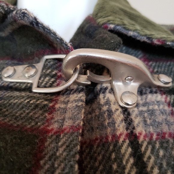 Vintage Jackets & Blazers - Vintage | British Khaki Plaid Coat Toggle Hardware